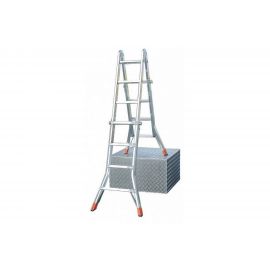 Шарнирная телескопическая стремянка Krause MONTO TELEMATIC 4х4 перекладины 129956 