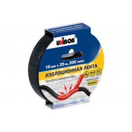Изолента ПВХ UNIBOB 19 мм х 25 м, черная, 200 мкм 211753 
