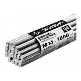 Резьбовая шпилька ЗУБР DIN 975, М14 x 1000 мм, класс прочности 4.8, оцинкованная, 20 шт. 30330-14-1 