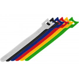 Набор многоразовых хомутов-стяжек на липучке REXANT 310х16 мм, цветная, упаковка 12 шт 07-7310 