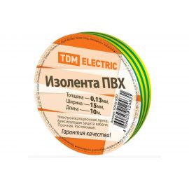 Изолента TDM ПВХ 0,13x15 мм желто-зеленая 10 м SQ0526-0027 