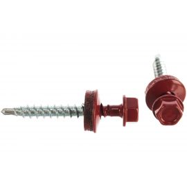 Саморезы для крепления кровельных материалов к деревянной обрешетке Зубр цвет RAL 3003 рубиново-красный, оцинкованные, 4,8x38мм, 300шт 4-300315-48-038-3003 