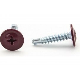 Саморезы с пресс-шайбой Госкреп со сверлом 4,2х16мм красные RAL3005 35 шт., подвес 1-0017450 