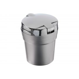 Пепельница для авто с крышкой TORSO подсветка, 7.5x9 см, серебро 4276647 