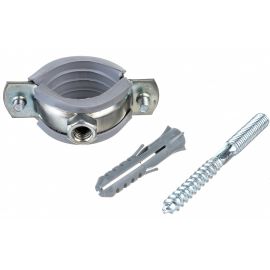 Металлический сантехнический хомут Хоммет 1” 32-37 мм, шпилька М8х70, дюбель 10х50 RUS001 