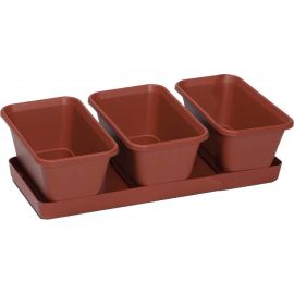 Набор горшков с поддоном Darel Plastic 5 0440 МИНИ САД 3 шт., 33 см, терракотовый 039224 