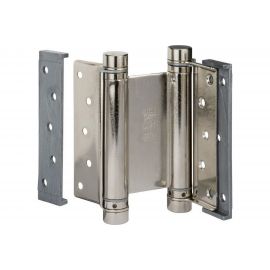 Барная пружинная петля двойн��го действия ALDEGHI LUIGI SPA 125х48х42 мм, цвет: никель, к-т: 2 шт + ключ с декоративными шурупами 101AN125B 