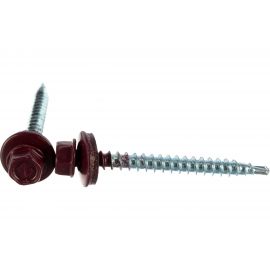 Кровельный саморез Качественный КРЕПЕЖ красное вино RAL 3005, 4.8х51 мм, 35 шт 0200133 КЧ 