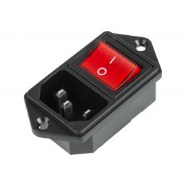 Разъем питания REXANT C14 3PIN с клавишным выключателем с красной подсветкой 250 V 6 А 10 шт 36-2282 