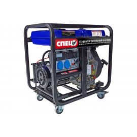 Дизельный генератор СПЕЦ SD-6700E4 1фаз,ном/макс=5,3/5,7кВт с электростар.,аккум.,колёса-4шт 3467 СПЕЦ-3467 