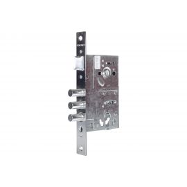 Корпус цилиндрового замка DOORLOCK DL8252С/60/85мм, хромированная фронтальная планка 26х230мм, реверсивный, диаметр ригелей 14 мм 75329 