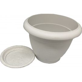 Кашпо с поддоном Осколпласт 1.1 л, мраморное 110-08 