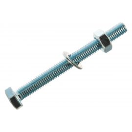 Болт Tech-Krep DIN933 с шестигранной головкой, оцинкованный М10х100 + гайка + шайба 2 шт - пакет 136917 