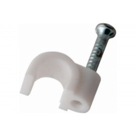 Пластиковая круглая скоба с гвоздем REXANT 5 мм, белая, 20 шт. 07-4005-20 