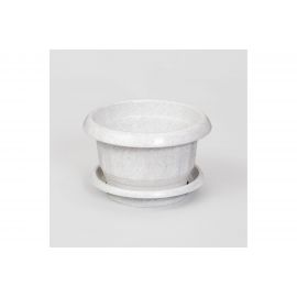 Цветочный горшок с поддоном ПАО Завод Буревестник 1 л, белый мрамор 70196 