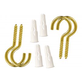 Крюк-шуруп ЕВРОПАРТНЕР латунир. d4,1хL50 в компл. c дюбелем MULTI 6x25 4шт. MP 307 17 