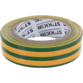 Изоляционная лента STEKKER 0,13x15 мм, 10 м, желто-зеленаяя, INTP01315-10 32827 