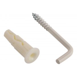 Дюбель ЕВРОПАРТНЕР MULTI 8 + крюк-шуруп, L-образный, d5 х L50 белый, 8 шт. RB2 0165 