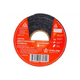Двусторонняя клейкая лента Airline 8 мм х 5 м, вспененная основа, черная ADS-F-01 