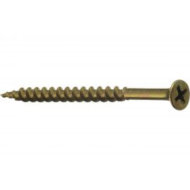 Саморезы с потайной головкой и крупным шагом Профикреп жёлтый цинк пакет, 3,5х45 12 шт 111986 
