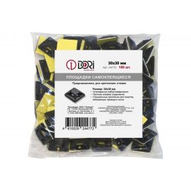 Самоклеящаяся площадка для крепления стяжек DORI 30х30 мм черная упаковка 100 шт 44772 