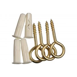 Петля-шуруп ЕВРОПАРТНЕР латунир. L25 x d4,1 x O10 в компл. c дюбелем MULTI 6x25 4шт. MP 308 17 