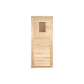Глухая дверь со стеклом Банные Штучки Класс Б липа, 1.7х0.7 м, коробка из липы 34021 
