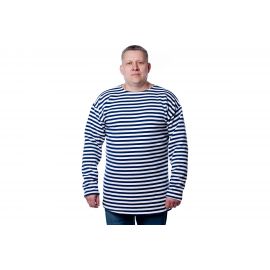 Тельняшка с начесом и длинным рукавом БЕРТА хлопок, синяя полоса 702c-52-54 