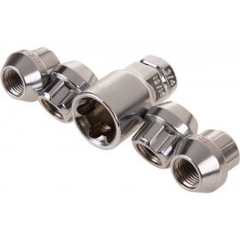 Гайки секретки M12x1.25, 21 мм, конус откр 5 луч 1 кл, хром 001, 4 шт SKYWAY S10702001 