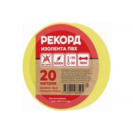 Изолента РЕКОРД 19мм х 20м х 0,13мм, желтый 24417 