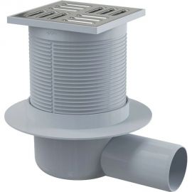 Сливной трап Alca Plast APV1 105х105 50, подводка – боковая, решетка – нержавеющая сталь 00022289 