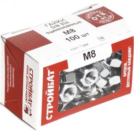 Гайка Стройбат оцинкованная DIN 934 М8 100 шт. 015371 