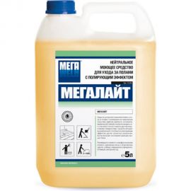 Нейтральное моющее средство для ухода за полами Мега МЕГАЛАЙТ 5 л с полирующим эффектом Н 540 