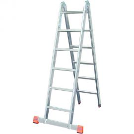 Шарнирная двусторонняя стремянка Krause MONTO TRIMATIC 2х8 перекладин 129918 