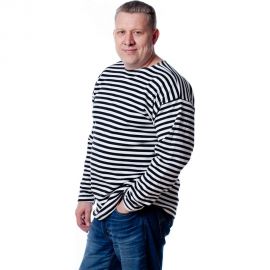 Тельняшка в черную полоску с длинным рукавом БЕРТА хлопок, плотная, 700ч-48-50 