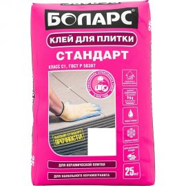 Клей для плитки БОЛАРС Стандарт 25 кг 00000003743 