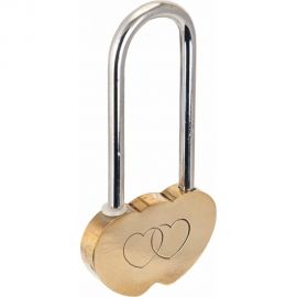 Навесной замок Аллюр (сувенирный; сердечко; латунь; 2 декоративных ключа) 1644 