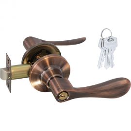 Ручка-защелка НОРА-М NEW стар.медь ЗВ3-01 ключ/фикс. 15664 