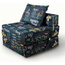 Бескаркасное кресло-кровать Mypuff Айскрим, мебельный хлопок kv_443 