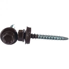 Саморезы Зубр для крепления кровельных материалов к деревянной обрешетке, цвет RAL 8017 шоколадно-коричневый, оцинкованный, 4,8x35мм, 1800шт 4-300310-48-035-8017 