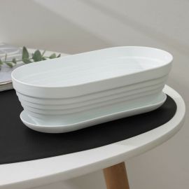 Горшок для кактуса с поддоном СИМАЛЕНД Алиса 0.9 л, 22x12х7 см, белый 4330133 