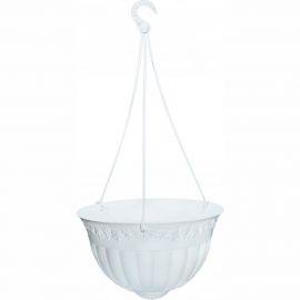 Подвесное кашпо с усами Эльфпласт Флора 24 см, 4 л, белое 032246 