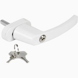 Оконная металлическая ручка с замком Дверной Страж w (белая) ДС42156 