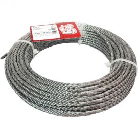 Стальной трос Стройбат DIN 3055, 4 мм, белый цинк, 25 м 254570 