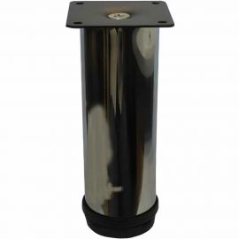 Мебельная ножка MFK-TORG регулируемая, диаметр 50 мм, высота 15 см, хром, крепление плоский черный квадрат 04 01 029 5015 Х ПЧК 