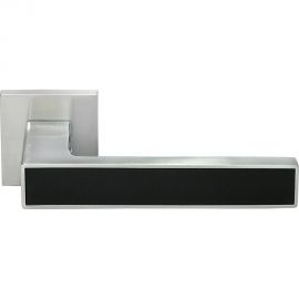 Дверная ручка MORELLI MH-48-S6 SC/BL, на квадратной розетке 6 мм, цвет-мат.хром/черный 9013388 