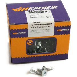 Саморез с прессшайбой VIPКрепеж острый 4,2х19 201 шт 30406 VIP 