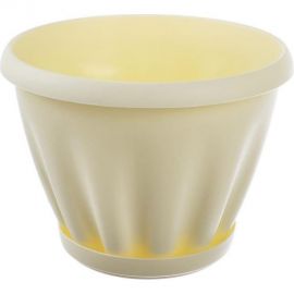 Горшок с поддоном Материя Пластика Знатный желтый, диам. 110 мм, 0.45 л 043155 