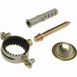 Оцинкованный хомут с резин. уплотнителем Terma 50 мм, шуруп, дюбель, дек. чашка, 5 шт. 28762 