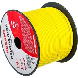 Провод ПГВА REXANT 1х1.50 кв.мм, желтый, бухта 100 м 01-6532 
